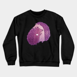 Cute watercolor purple hedgehog love hedgehugs watercolour watercolour hedgehugs Crewneck Sweatshirt